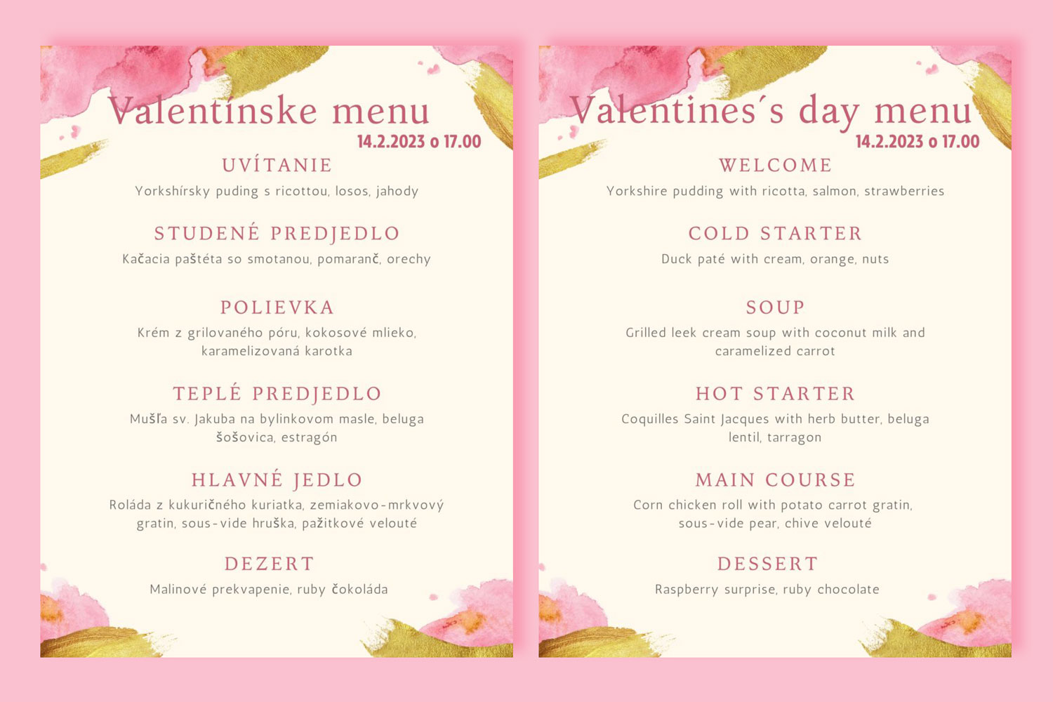 Valentinske menu